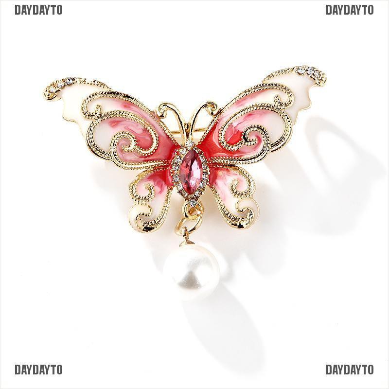 Ghim Cài Áo Hình Bướm Đính Đá Và Ngọc Trai Nhân Tạo Thời Trang Cho Nữ