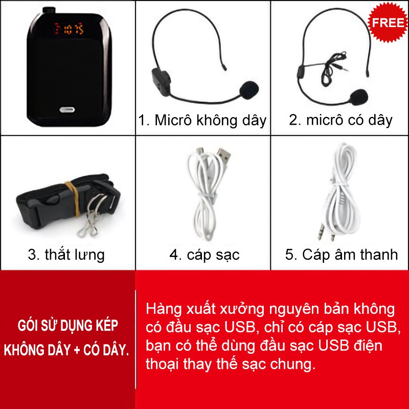 Loa Máy trợ giảng Aporo T9 UHF có mic không dây có Bluetooth hàng nhập khẩu - sieuthipkgiare
