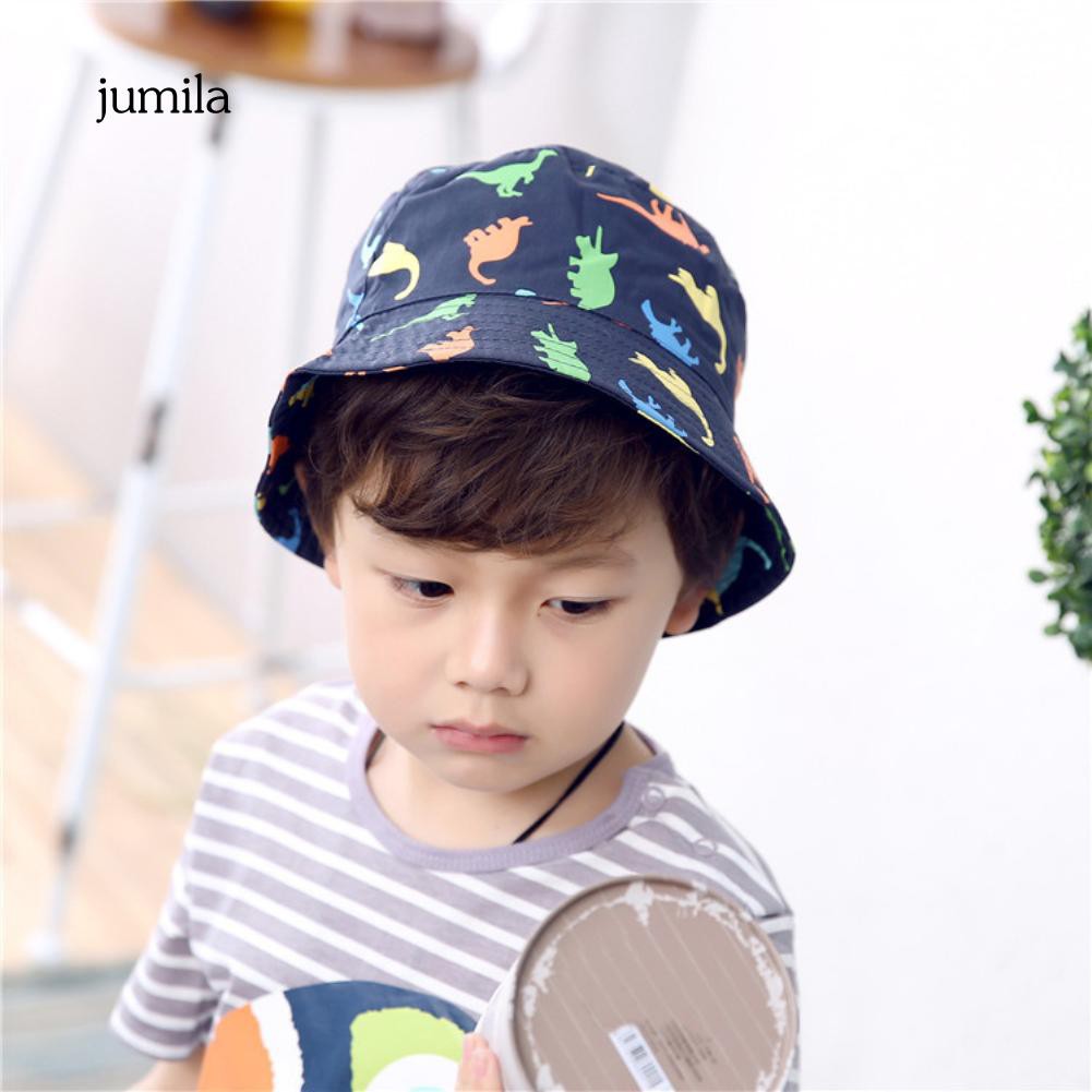 Nón Bucket chất Cotton hoạ tiết khủng long cho bé