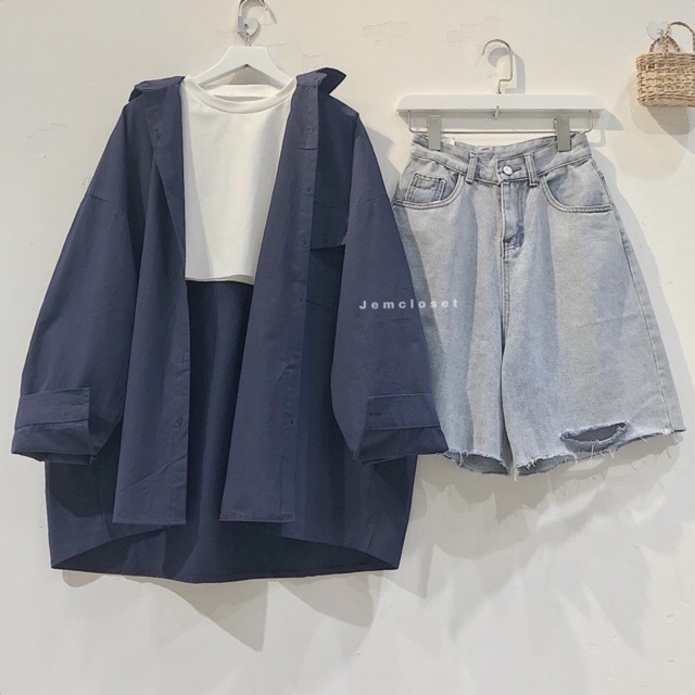 Áo sơ mi nữ form rộng Ei freesize - 1442  ( Jem Closet )