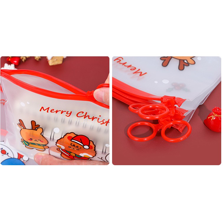 Hộp bút trong suốt hoạt hình giáng sinh, noel cute đáng yêu (21x17cm)