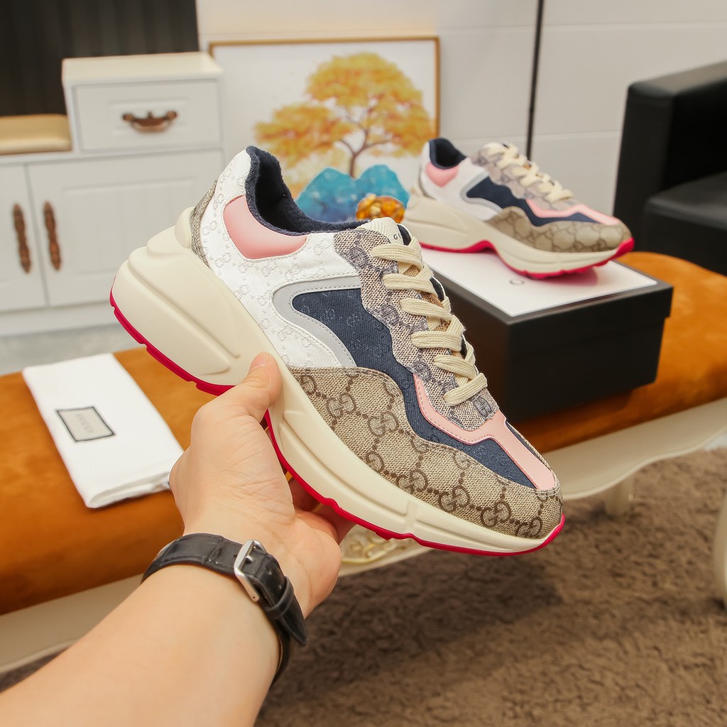 Giày sneakers nam da thật GUCCI GG GC họa tiết cổ điển, kiểu dáng trẻ trung, năng động