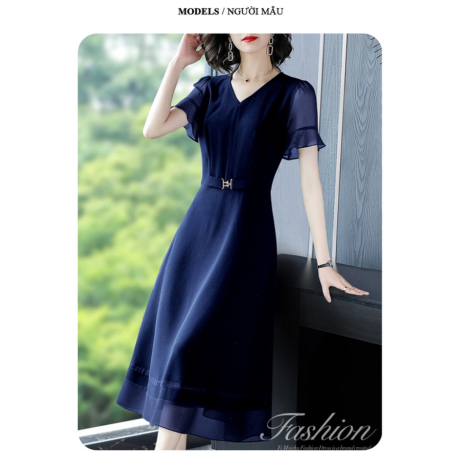 Đầm trung niên WOBE sang trọng cho mẹ bigsize thiết kế phong cách Hàn Quốc cao cấp dự tiệc P03 - WB WOMAN &amp; BEAUTY