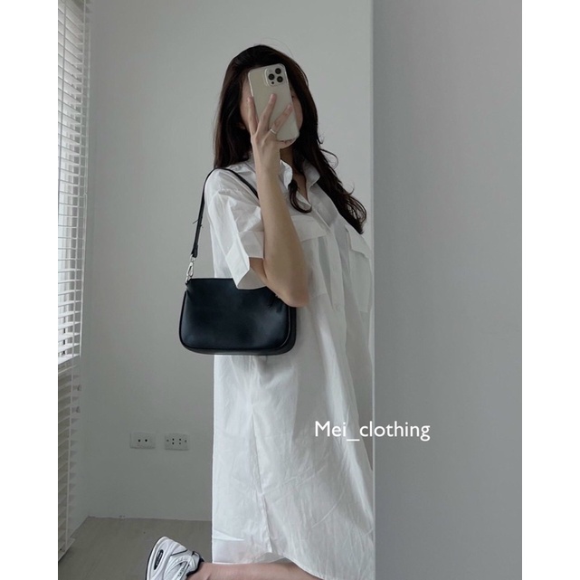 [Ảnh thật/video] Váy sơmi ngắn tay Ulzzang tông màu độc lạ