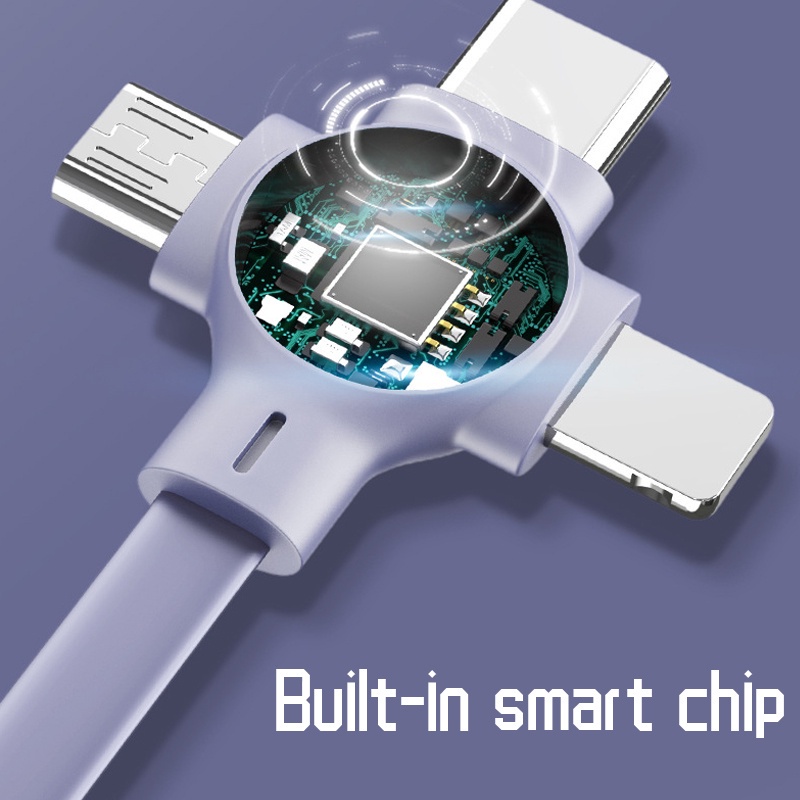 Cáp Sạc Nhanh Type-C / Micro Usb 3 Trong 1 Có Thể Thu Vào Kèm Giá Đỡ Điện Thoại Tiện Dụng