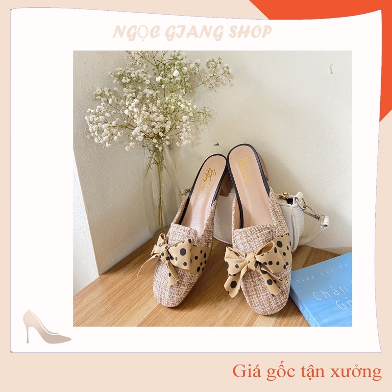 sục tiểu thư thời trang vải dạ phối nơ chấm bi siêu trẻ trung duyên dáng