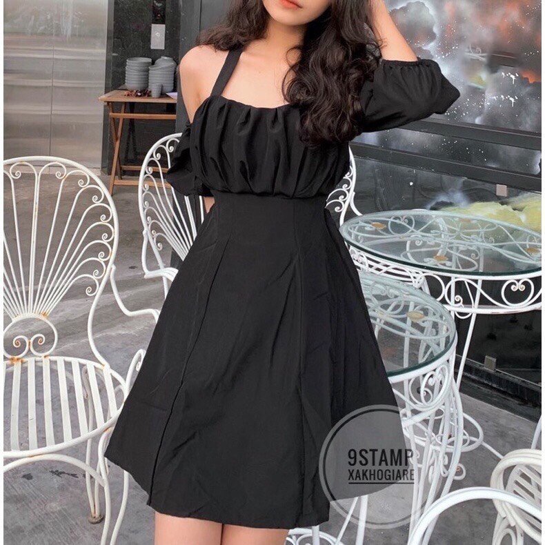 Váy bèo ngực nơ cổ chất đũi MEMN 1108