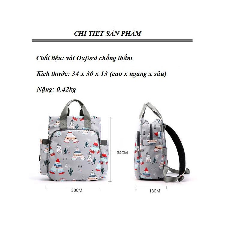 (CAO CẤP) Balo Bỉm Sữa Chống Thấm, Chống Sốc Siêu Cute