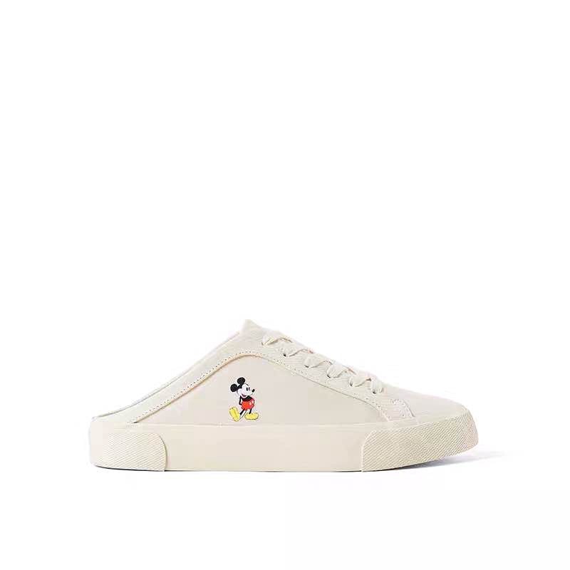 Giày Lười Vải Canvas In Hình Chuột Mickey Dễ Thương