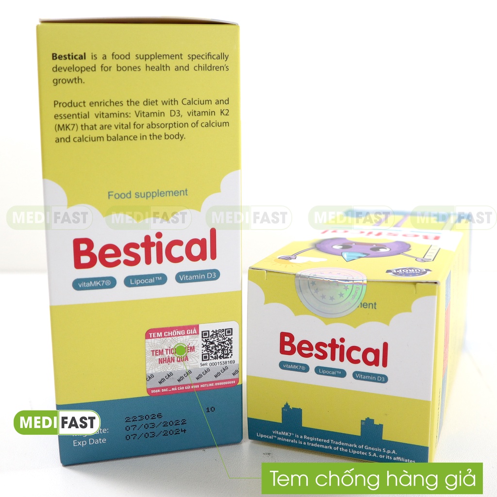 Siro Bestical bổ sung calci Vitamin D3K2 Canxi cho bé Bestical 120ml - giúp bé phát triển chiều cao,xương răng chắc khỏe
