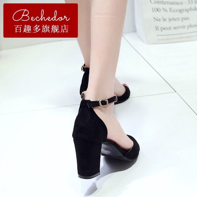 (Freeship 50k ) Guốc nữ cao gót quai hạt cườm đế cao 7p