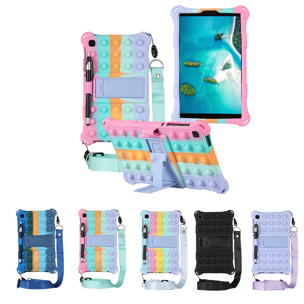 Ốp Máy Tính Bảng Silicon Mềm Có Dây Đeo Vai Và Bút Stylus Cho Samsung Galaxy Tab A7 Lite SM-T225 T220 8.7 inch