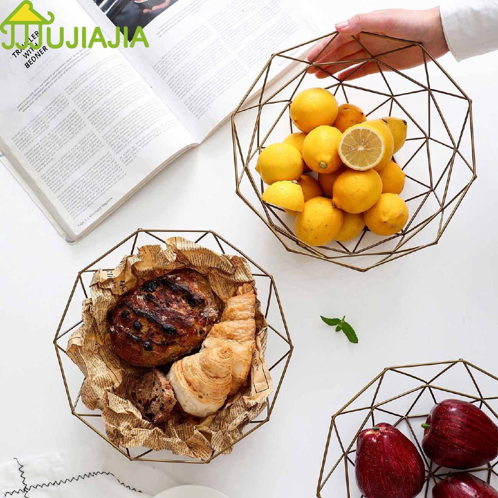 Giỏ Đựng Trái Cây JUJIAJIA Để Bàn Trang Trí Phòng Khách Sáng Tạo Phong Cách Bắc Âu Thiết Rỗng Thoát Nước