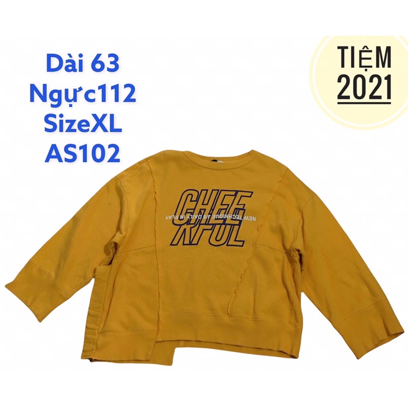 [Ảnh thật]AS460 Áo sweater kiểu cách dáng croptop  vàng hàng 2hand