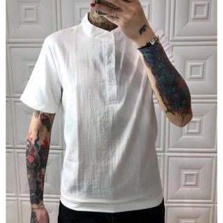 Áo sơ mi đũi ngắn tay cổ tàu Mango fullbox