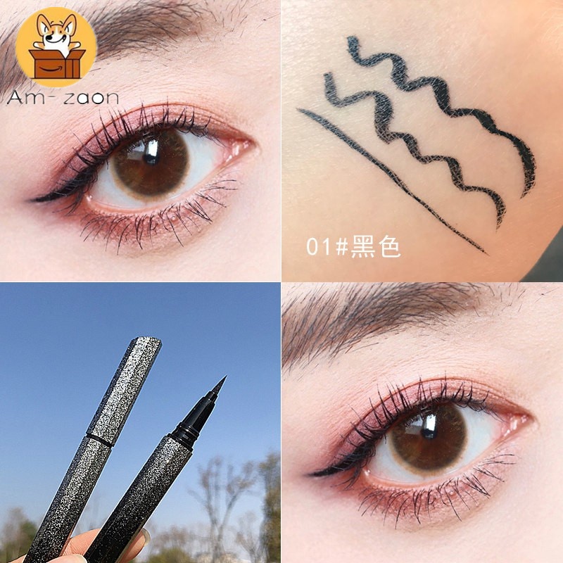 Bút Kẻ Mắt Dạng Lỏng Màu Đen/Nâu Chống Thấm Lâu Trôi Dưỡng Ẩm Thiết Kế Vỏ Lấp Lánh