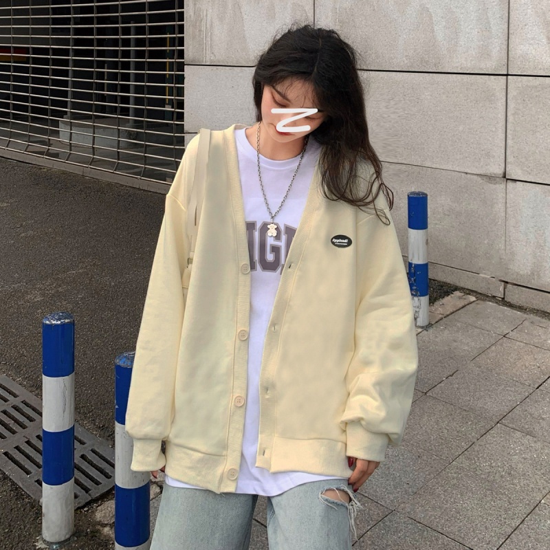 Áo Sweater Dáng Rộng Cổ Chữ V Gài Nút Phong Cách Hàn Quốc Thời Trang Mùa Thu Cho Bạn Nữ | BigBuy360 - bigbuy360.vn