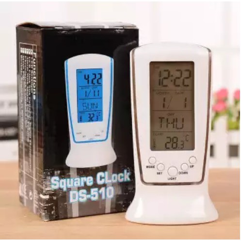 Đồng Hồ Điện Tử Để Bàn Đa Năng Có Báo Thức, Lịch, Đèn Led - SQUARE CLOCK DS-510