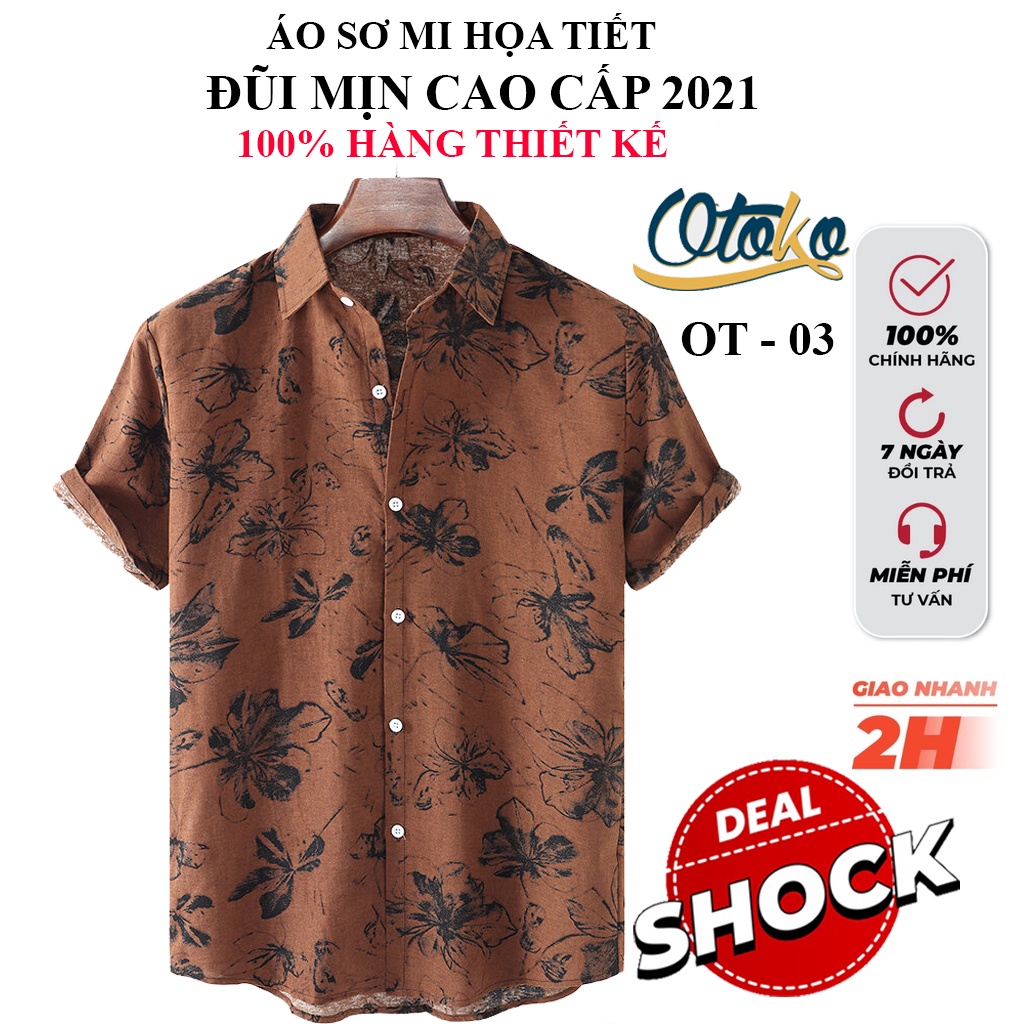 Sơ Mi Hoạ Tiết Nam OT 03 Áo Sơ Mi Nam Ngắn Tay Áo Kiểu Chất Lụa Đũi Thoáng Mát Thấm Hút Mồ Hôi Không Nhăn