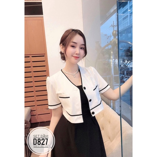 Bigsize Set đầm kèm áo viền D827