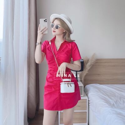 Váy sơ mi rúm cá tính dáng ngắn sexy