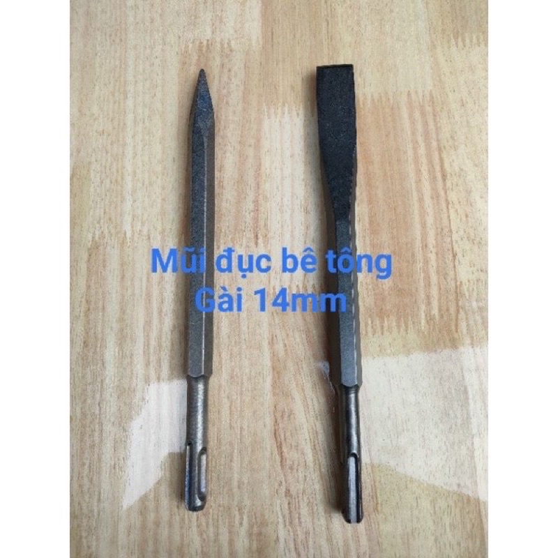 Mũi đục phá bê tông đui Gài 14x250mm (14ly) dẹp & nhọn