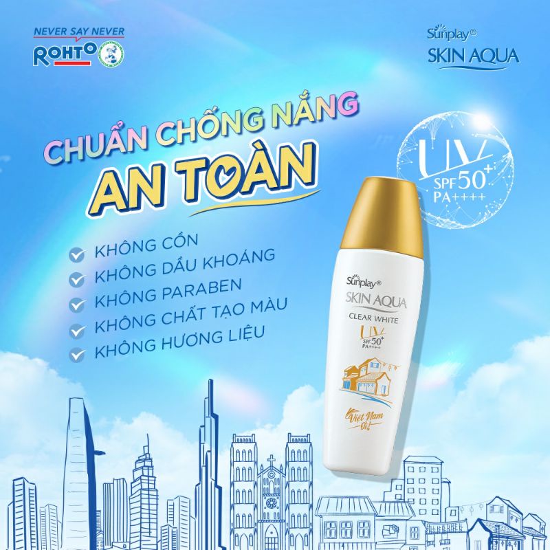 Kem Sữa chống nắng Sunplay Skin Aqua Clear White dưỡng trắng cho da dầu SPF 50+, PA++++ 25g 55g