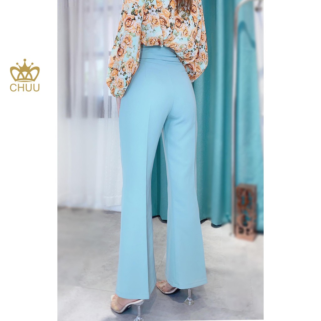 Quần tây ống loe lưng cao nữ kiểu pass 2 nút CHUU Q6093
