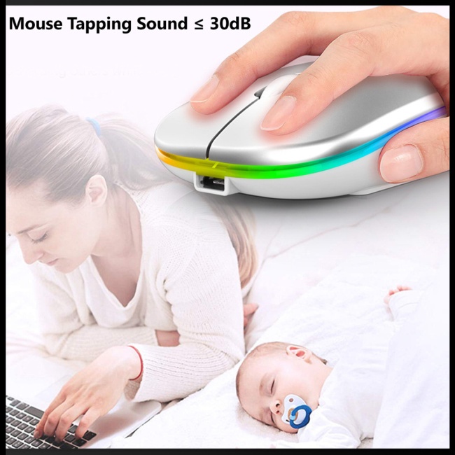 Chuột Bluetooth Không Dây Zevaret 2.4g Có Đèn Nền Tương Thích Với Cổng Sạc Usb