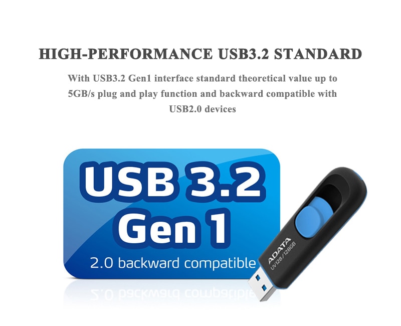 Usb Adata Uv128 3.2 Gen 1 Pendrive 128gb 64gb 32gb 16gb