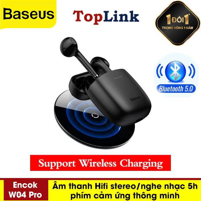 Tai Nghe Nhét Tai Baseus Không Dây Bluetooth 5.0 TWS Encok W04 / W04 Pro Âm Thanh Hifi - TopLink