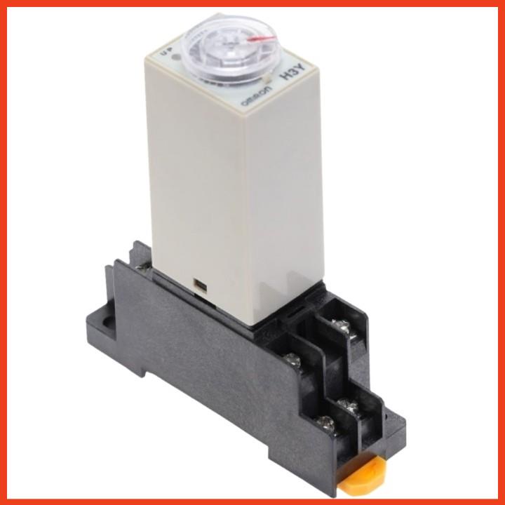 Timer mini H3Y-2 Rơ le đếm thời gian bằng núm vặn loại 8 chân nhỏ 12VDC  tặng kèm chân đế PYF083A
