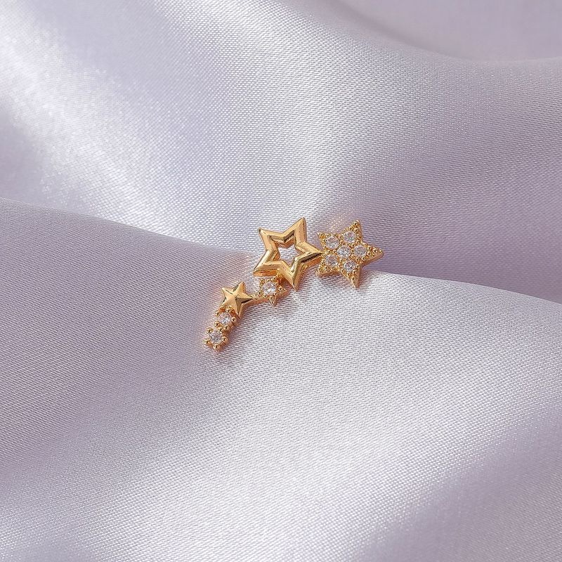 Khuyên tai nữ hình ngôi sao đính đá thanh lịch phong cách Hàn Quốc