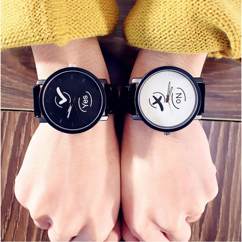 ĐỒNG HỒ CẶP ĐÔI NAM NỮ THỜI TRANG YES NO CỰC HOT M23