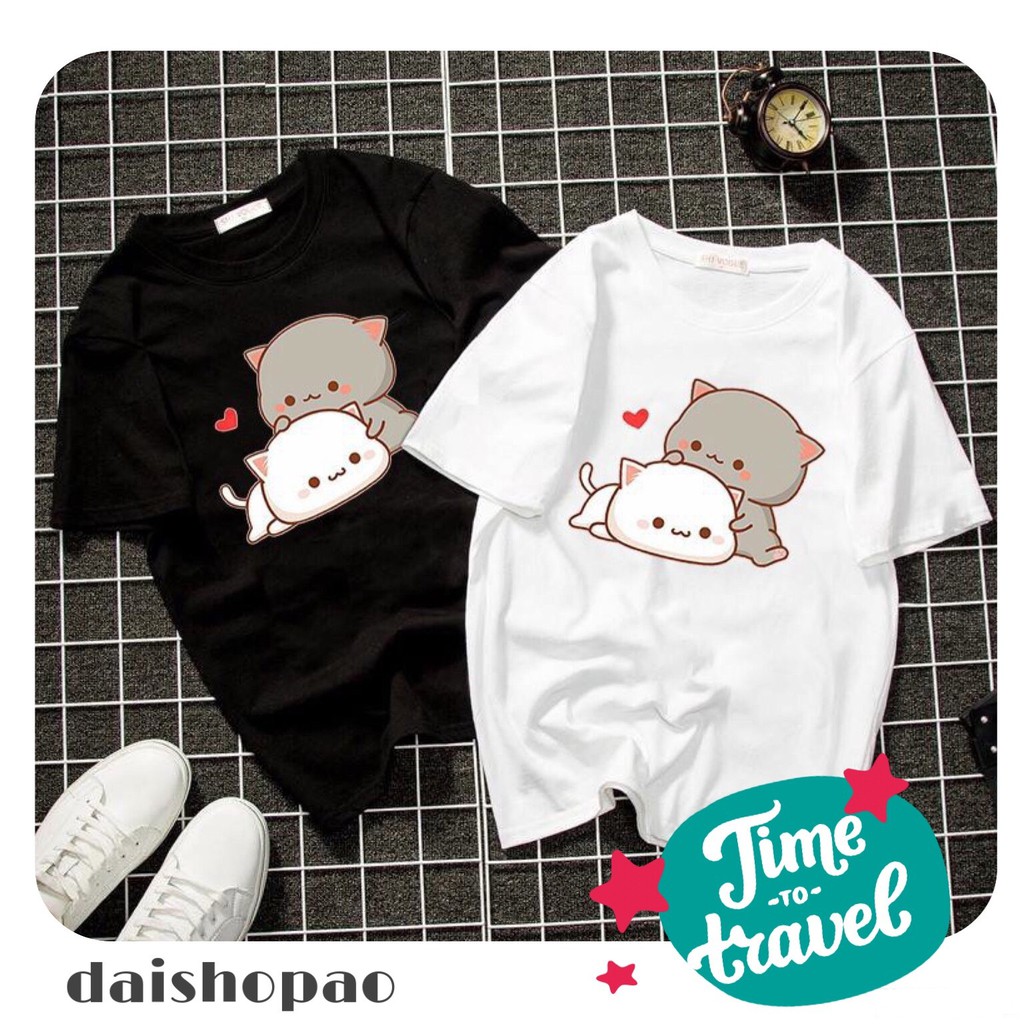 [Mã FAMAYMA giảm 10K đơn 50K] Áo thun unisex chibi mèo dễ thương form rộng vải dày mịn 2019T1262