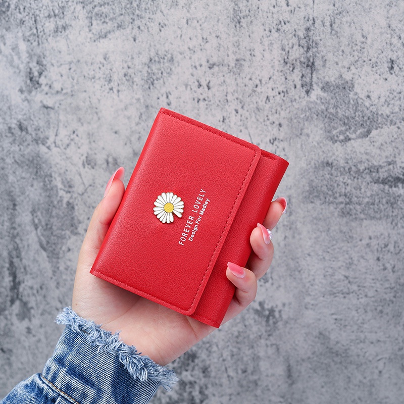 Ví Ngắn 30% Họa Tiết Hoa Cúc Phong Cách Hàn Quốc Dành Cho Nữ 2021