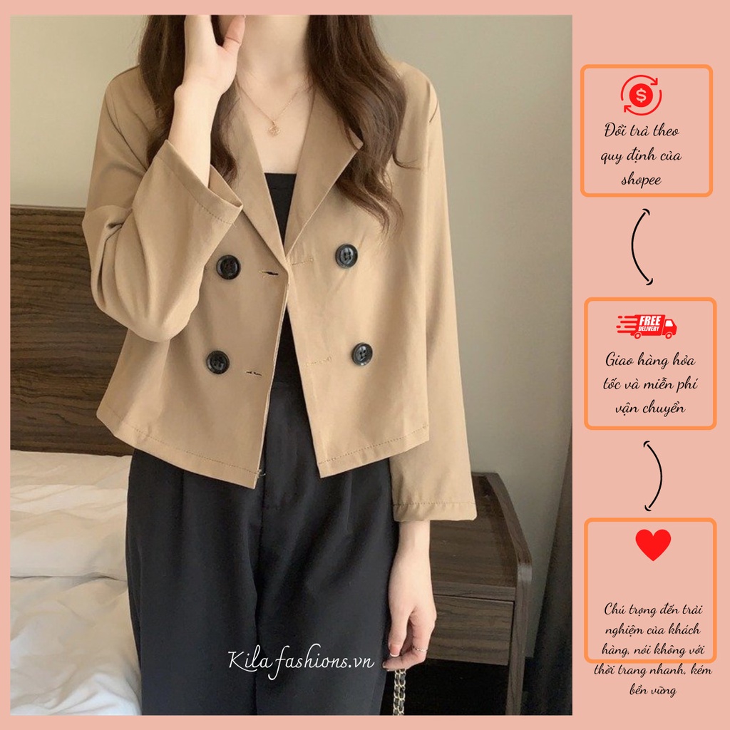 Áo Blazer Mỏng Dáng Cộc Mùa Thu Và Mùa Xuân Cho Nữ, Chất Liệu Vải Mango Loại 1, Bảng Màu Đẹp, V09- Kilafashions.vn