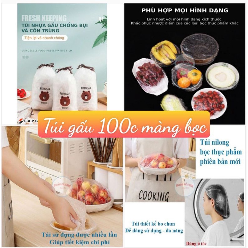 Túi 100 màng bọc thực phẩm nilong co giãn