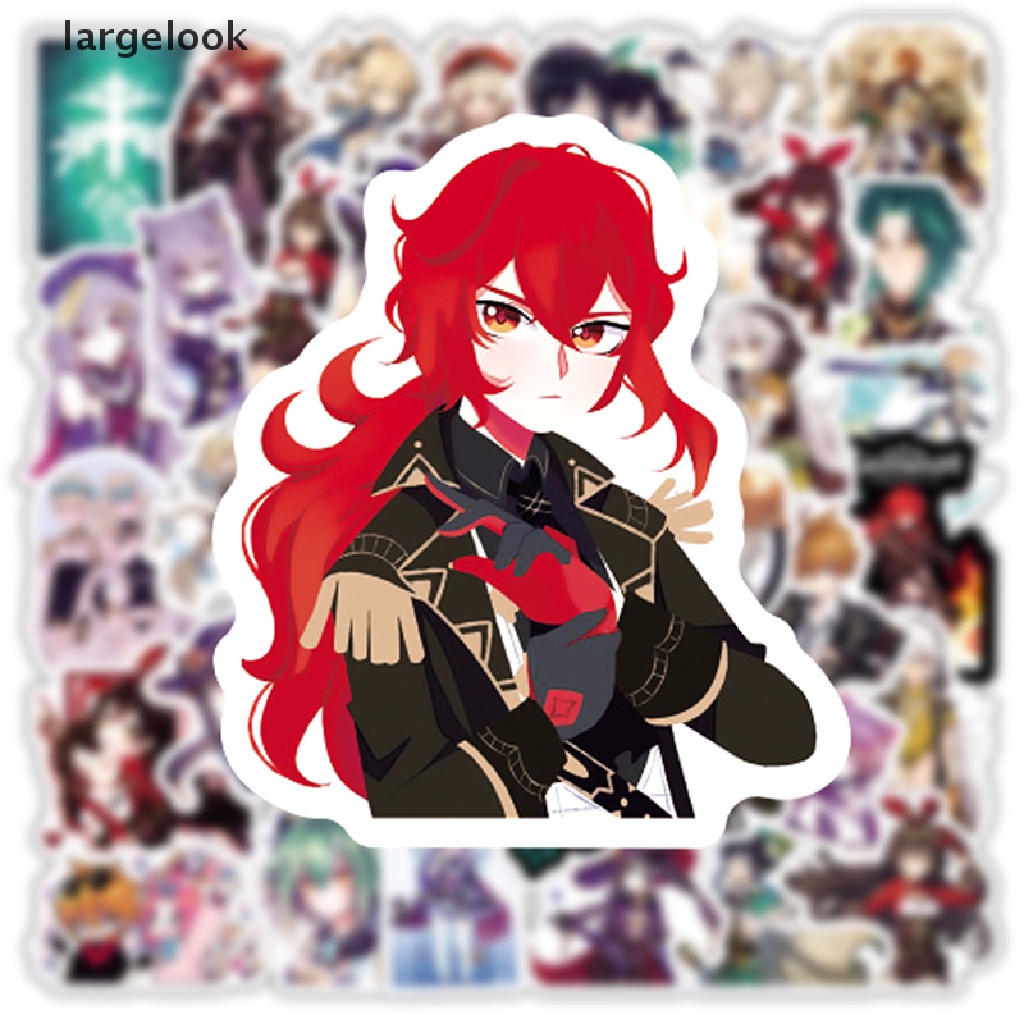 Set 50 miếng dán trang trí laptop/ guitar/ ván trượt/ va li họa tiết hoạt hình Genshin