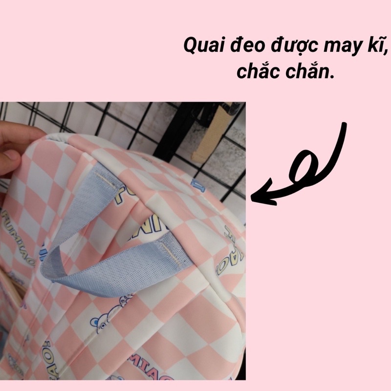 Balo đi học caro phối màu trẻ trung 🌱 Balo uzallang unisex caro tặng kèm stick