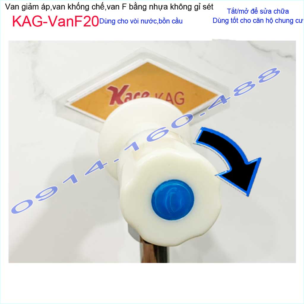 Van giảm áp lực nước KAG-VanF20, van khống chế nhựa điều chỉnh 100% dùng cho nước phèn nước mặn