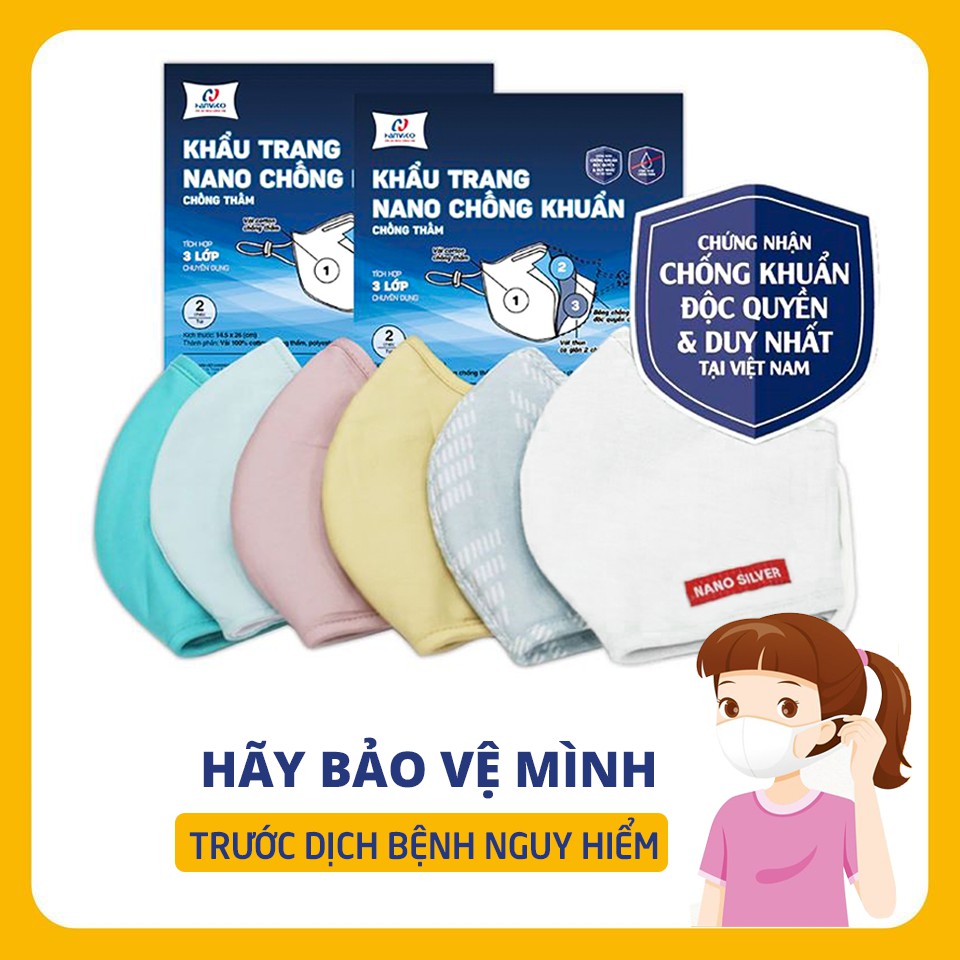 1 Đôi Khẩu Trang Kháng Khuẩn Nano Bạc HANVICO Chống Khuẩn Cao Cấp