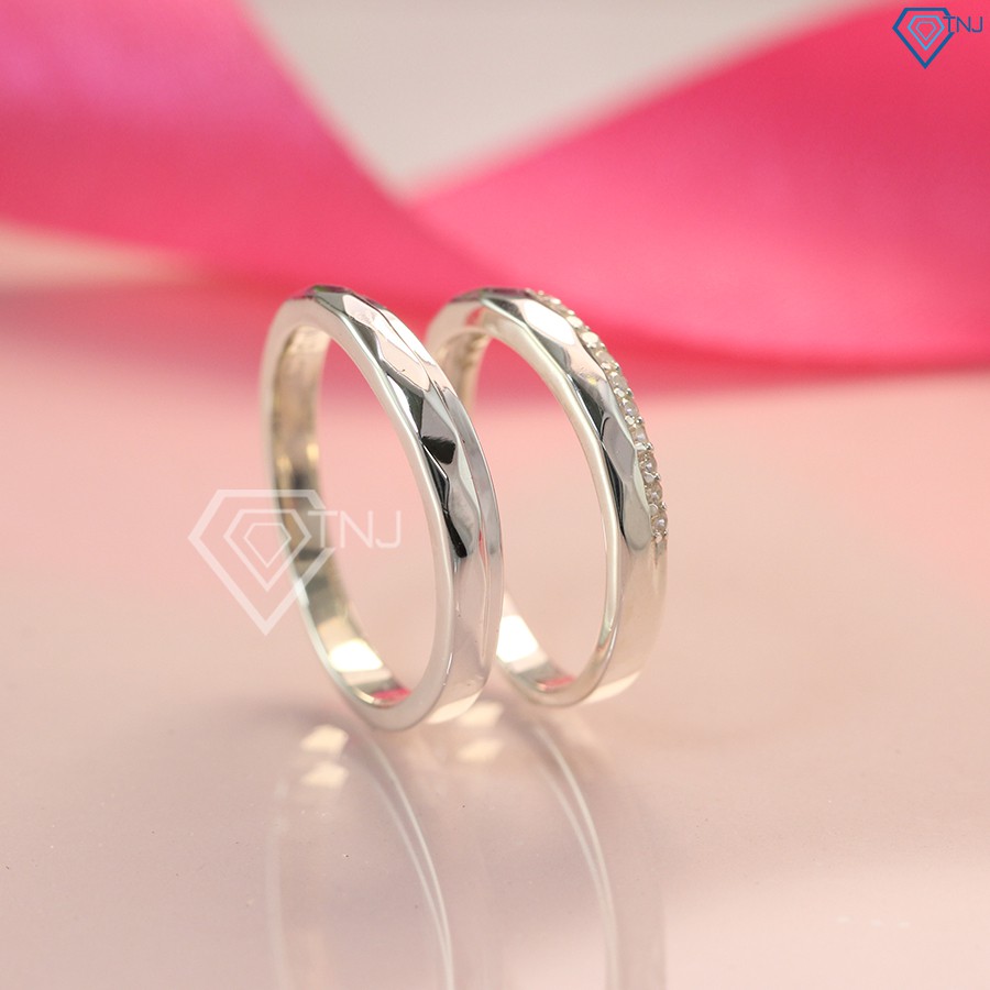 Nhẫn đôi bạc nhẫn cặp bạc đẹp đơn giản ND0385