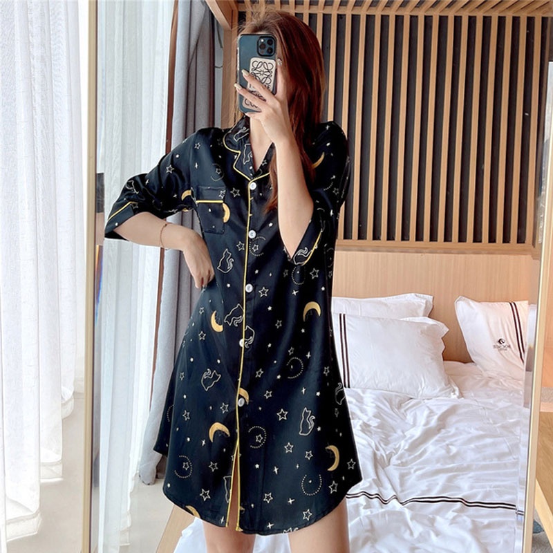 đồ ngủ Tay Dài Chất Lụa Plus Size M-5Xl Thời Trang Quyến Rũ Cho Nữ | BigBuy360 - bigbuy360.vn