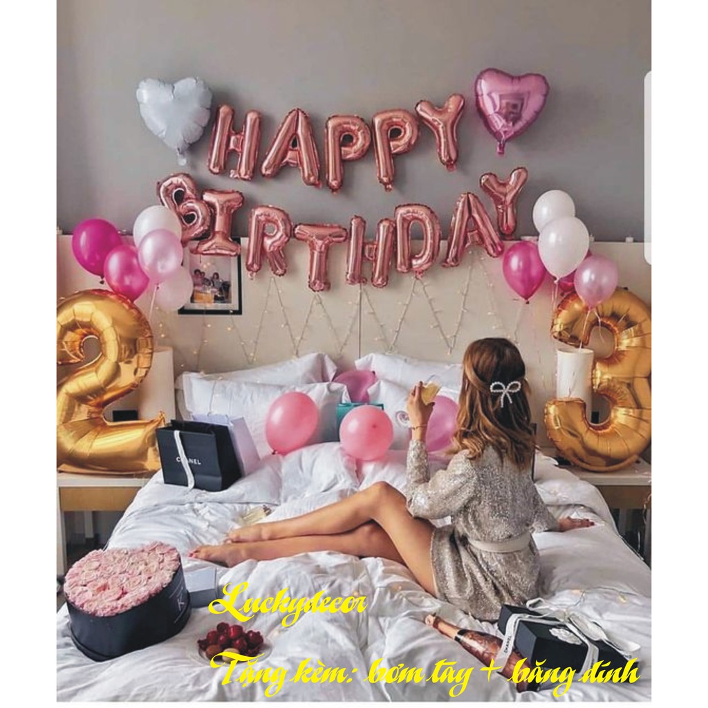 Bộ bóng trang trí sinh nhật/ happy birthday MS003- Tặng Kèm Quà Tặng Của Shop