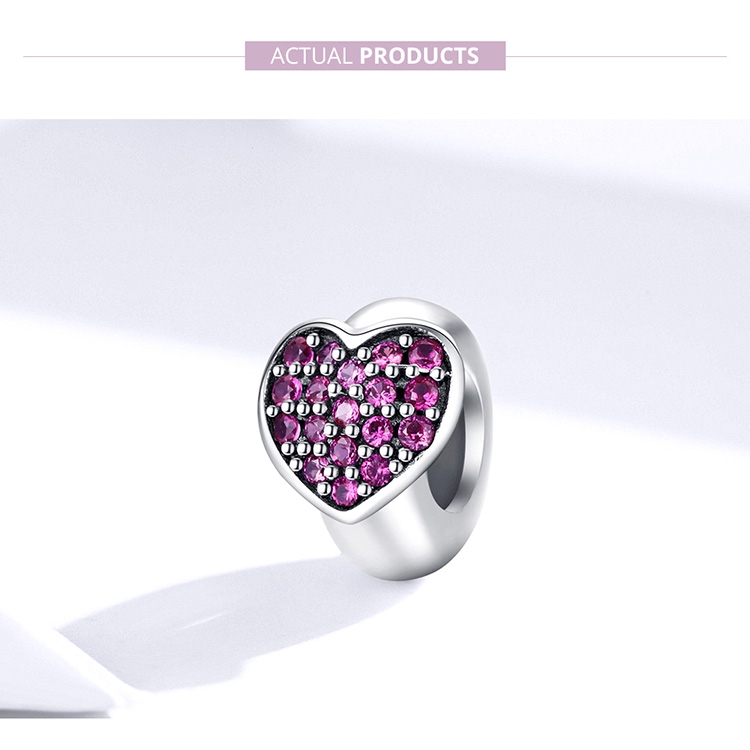 Hạt Phụ Kiện Bamoer SCC1336 Bằng Bạc 925 Có Nút Chặn Bằng Silicon Hình Trái Tim Dùng Để Làm Trang Sức Thủ Công 3mm