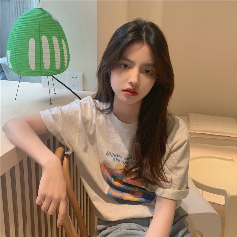 NRVP Áo Thun Nữ Tay Ngắn In Hình Phong Cách Hàn Quốc Thời Trang Mùa Hè 2022