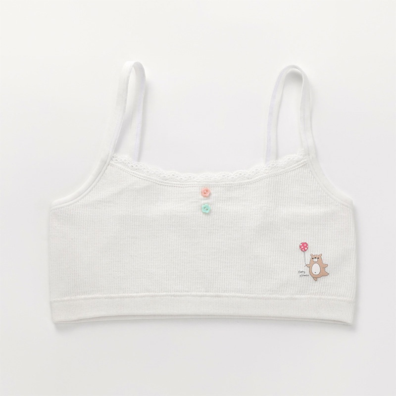 Áo Ngực Cotton Không Gọng Họa Tiết Gấu Hoạt Hình Dễ Thương Cho Bạn Gái