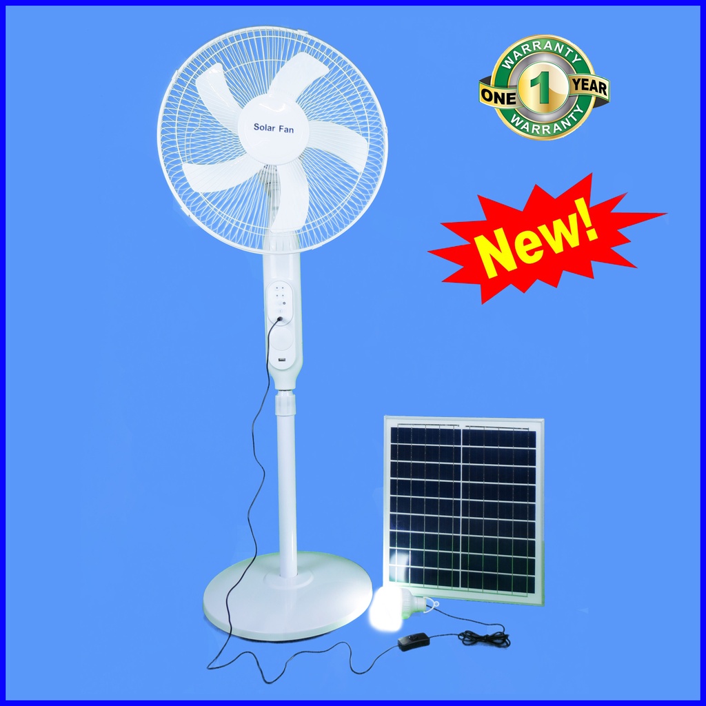 Quạt cây năng lượng mặt trời, màu trắng, tích điện, có đèn, không dây, đa năng sạc điện thoại, điều khiển từ xa