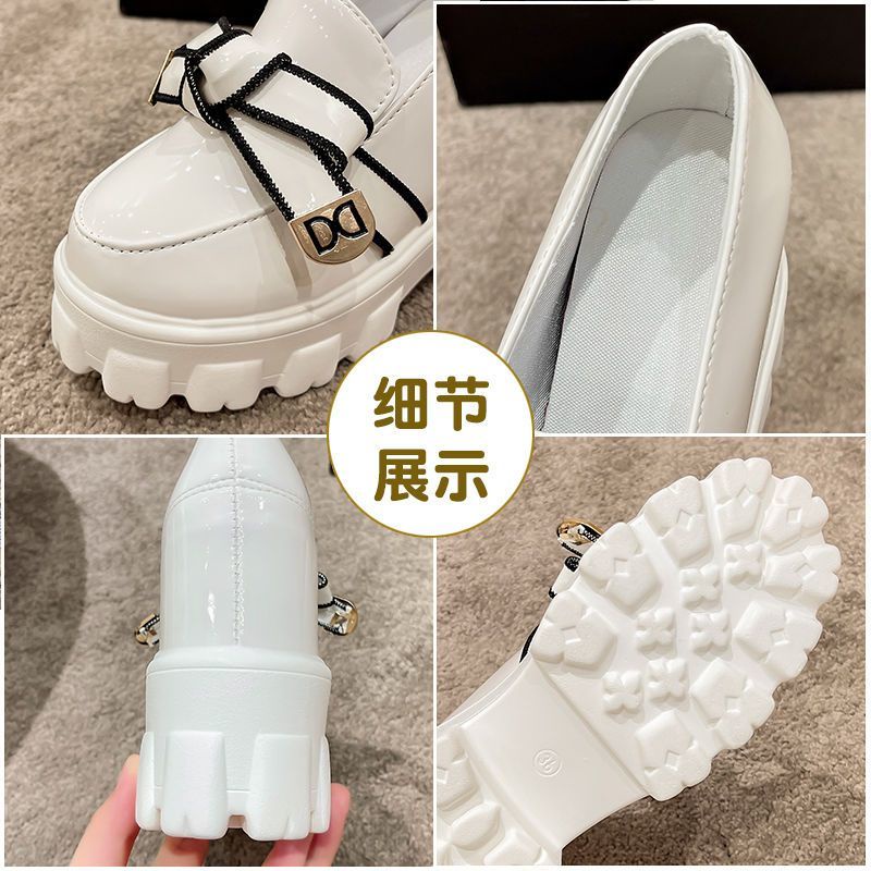 🎀 Giày Lười Da Đế Dày Mũi Tròn Thắt Nơ Phong Cách Anh Quốc 2023 Cho Nữ